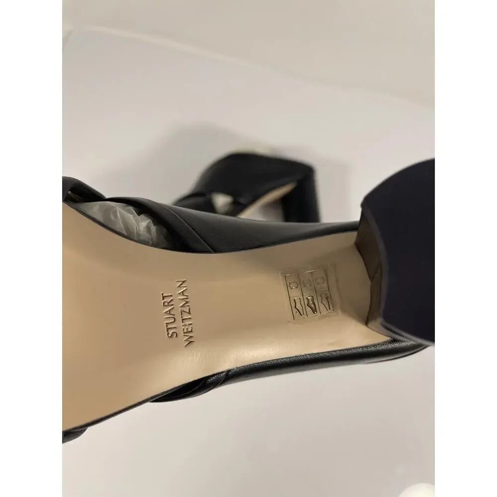 Stuart Weitzman Shoes Women's Size 5.5 Black SAM 75 Block Heel Slide Sandals New - Picture 7 of 9
